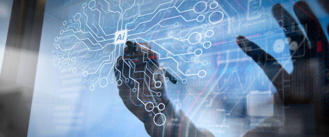 AI graphic with hands working