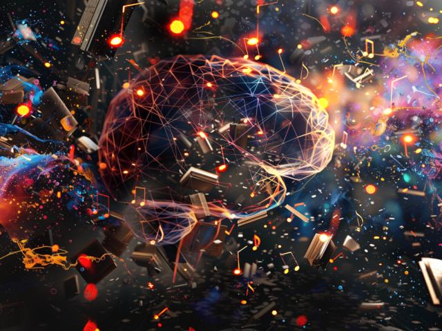 “AI and Human Creativity" Created with generative AI by Weihao Qiu and Miguel Eckstein